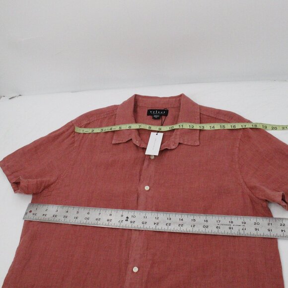 NWT Velvet by Graham & Spencer Shirt Mens M Linen mackie Button Up Short Sleeve - Picture 9 of 9